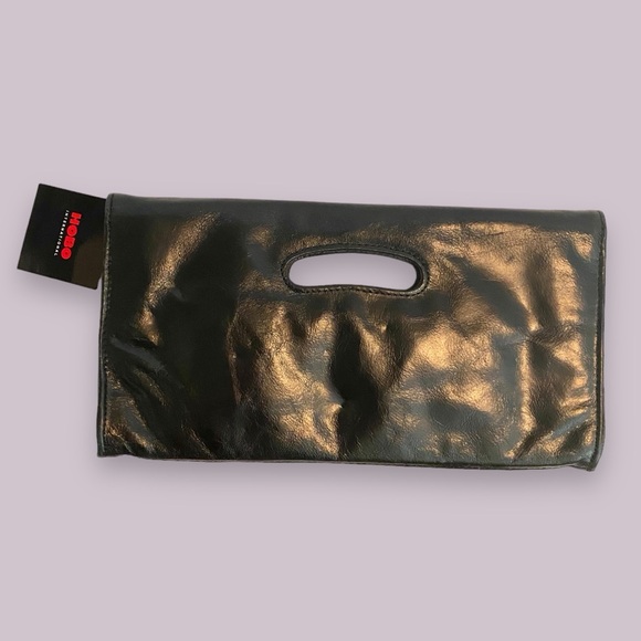 NWT Hobo International Katrina Leather Black Clutch 12.25” x 6.5”